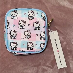 Stoney Clover Hello Kitty Checkered Pink and Blue Pouch